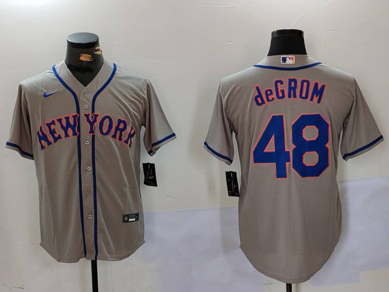 Men New York Mets #48 Degrom Grey Game 2024 Nike MLB Jersey style 1